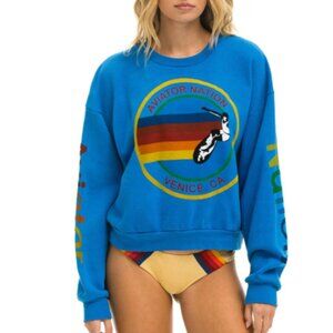 AVIATOR NATION RELAXED CREW SWEATSHIRT MIAMI, FL - OCEAN BLUE - XS